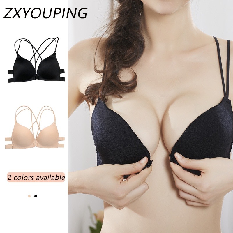 Plunge Bra Push Up - 1 peça moda triângulo copo fivela